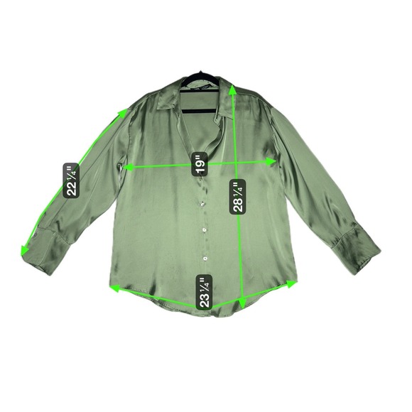 Zara Women's Satin Effect Button Down Shirt Dress in Green Size Medium - Picture 4 of 4